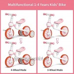 YMINA Laufrad ab 1-4 Jahre Dreirad Baby Lauflernhilfe Verstellbar für Kinder mit Abnehmbarem Pedal Jungen und Mädchen Geschenk Rosa