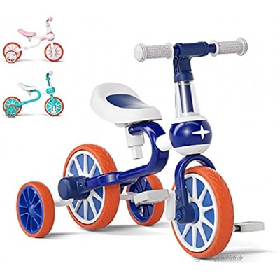 YMINA Laufrad ab 1-4 Jahre Dreirad Baby Lauflernhilfe Verstellbar für Kinder mit Abnehmbarem Pedal Jungen und Mädchen Geschenk Blau