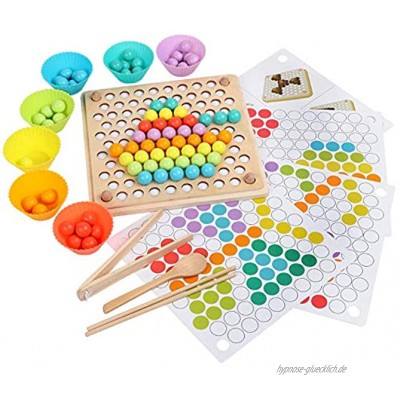 Holz Clip Beads Brettspiel Regenbogen Korn Holzbrettspiele Montessori Pädagogisches Holzspielzeug Ausscheidungs Spielzeug Farbe Perlen Passende Spiele Memory Toy Geschenk für Kinder