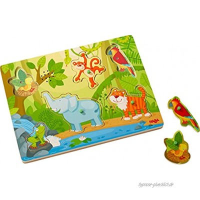 HABA 303181 Sound-Greifpuzzle Im Dschungel | Kinderpuzzle ab 2 Jahren mit süßen Tiermotiven | Lustige Tiergeräusche sorgen für extra Spaß