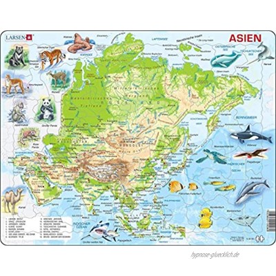Larsen A30 Physikalische Karte Asiens Deutsch Ausgabe Rahmenpuzzle mit 63 Teilen