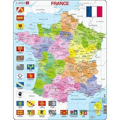Larsen A5 Frankreich Politische Karte Französisch Ausgabe Rahmenpuzzle mit 70 Teilen
