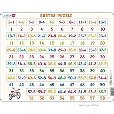 Larsen AR7 Mathe-Puzzle-Subtraktion von 1-65 Rahmenpuzzle mit 58 Teilen