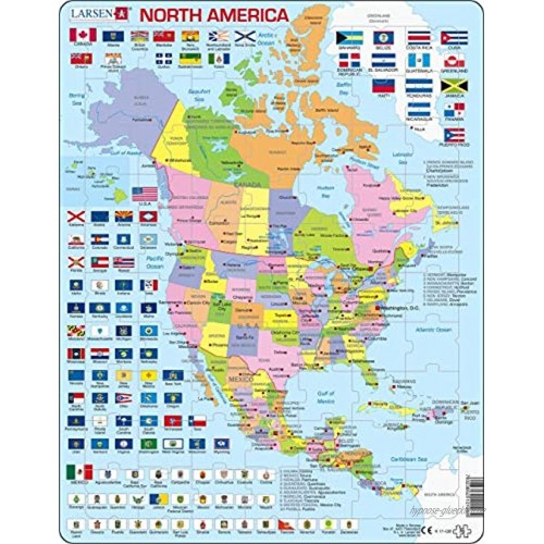 Larsen K17 Nordamerika Politisch Englisch Ausgabe Rahmenpuzzle mit 70 Teilen