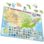 Larsen K36 Vereinigte Staaten von Amerika Physikalische Karte Englisch Ausgabe Rahmenpuzzle mit 90 Teilen