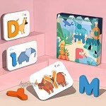 Xzbling Alphabet Lernkarten für Kleinkinder Alphabete und Zahlen Lernkarten aus Holz Lernspielzeug für Kinder zum Lernen von Alphabeten | Zahlen | Tiere