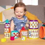 Battat – Stapelbecher zum Sortieren mit Zahlen und Formen – Formensortierspiel und Stapeln für Kinder und Babys ab 18 Monaten 19 Teile