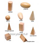 BOHS Geometrische Formen Spiel -3D-Formen Miniatur-Set Montessori Spielzeug aus Holz Packung mit 10 Stück ab 3 Jahren