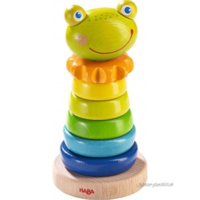 HABA 302915 – Steckspiel Frosch Sortier- und Motorikspielzeug zum Lernen von Größen und Farben Holzspielzeug ab 18 Monaten