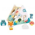 Janod J05150 Formen-Steckbox aus Holz Kleinkinderspielzeuge beschäftigen und sortieren für Kinder ab 18 Monaten mehrfarbig
