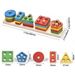 KanCai Holz Puzzles Kinder Kleinkind Geometrische Stacking Spiel Farben und Formen Sortierung Spiel Pädagogisches Spielzeug