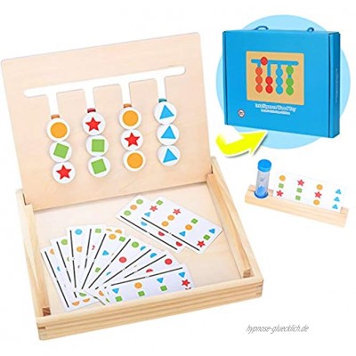 Montessori Spielzeug Holz Puzzle Sortierbox Kinder Lernspielzeug 4 Farb Form Matching Spiel mit Sanduhr Spiel Vorschule Sortieren Spielzeug Geschenke für Jungen Mädchen ab 3 4 5 6 + Jahre