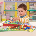 Mosaik Spielzeug Jooheli Mosaik Steckspiel ab 3 Jahren Kinder Steckspielzeug Pilz Nagel Puzzle Pegboard mit 35 Steckknöpfe und 12 Bunten Steckplätte Lernen Pädagogische ungen Spielzeug als Geschenke