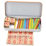 Natureich Montessori Mathe Spielzeug Holz Metallbox zum Aufbewahren Zahlen Lernen Rechenstäbchen Bunt ab 3 Jahre für frühe Motorik Entwicklung