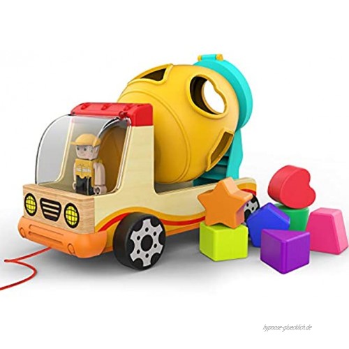 TOP BRIGHT Betonmischer Spielzeug Holz für Kinder LKW Betonmischer Spielzeug ab 1 Jahr Holzspielzeug 1 Jahre Junge Geschenk
