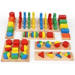 TOWO Holz Sortierspiel mit Geometrische Formen zum Stapeln Sortieren und Kategorisieren-holz formen Puzzle -geometrische figuren spiel-Pädagogisches Holzspielzeug Montessori Spielzeug für 3 Jahre alt