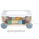 Janod Bauklötzchen-Wagen aus Holz Kollektion Sweet Cocoon Baby- und Kleinkindspielzeug Farbe auf Wasserbasis Spielzeug zum Ziehen Laufen lernen Ab 18 Monaten