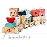 Janod J09506 „Sophie la Girafe“ Holz-Zug Nachziehspielzeug 14 Klötze für Kinder ab 1 Jahr mehrfarbig