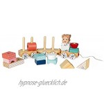 Janod J09506 „Sophie la Girafe“ Holz-Zug Nachziehspielzeug 14 Klötze für Kinder ab 1 Jahr mehrfarbig