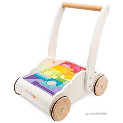 Le Toy Van – Pädagogischer Petilou Lauflernwagen „Regenbogen & Wolken“ aus Holz für Kleinkinder und Babys | Für Mädchen & Jungen | Geeignet für Kinder ab einem Jahr
