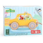 Small Foot 10979 Sesamstrasse Zieh-Taxi von der Marke Holz 100% FSC-Zertifiziert Ziehspielzeug für Kinder ab 1 Jahr Spielzeug Mehrfarbig