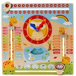 Amasawa Kinder Lernspielzeug Kalender Lernuhr Spielzeug Pädagogisches Spielzeug Datum Jahreszeit Wetter für 3 jährige und ältere Kinder Holz