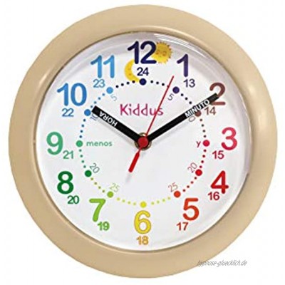KIDDUS Lern Armbanduhr für Kinder Jungen und Mädchen. Analoge Armbanduhr mit Zeitlernübungen japanischen Quarzwerk gut lesbar um ganz leicht zu Lernen die Uhr zu lesen