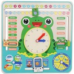 Kinder Holz Kalenderuhr Spielzeug All About Today Kalenderbrett Mein Erstes Uhr Kognitives Spielzeug für Kleinkinder Jungen und Mädchen ab 3 Jahren