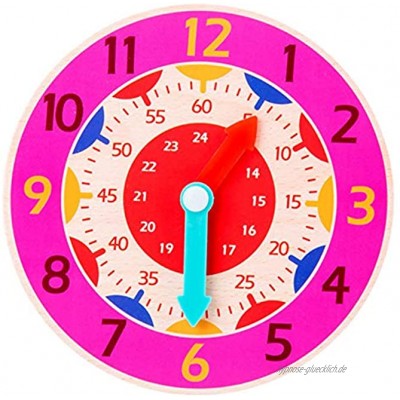 Kinder-Holzuhr Spielzeug Stunde Minute Sekunde Kognition Lernhilfe bunte Uhren für Jungen und Mädchen