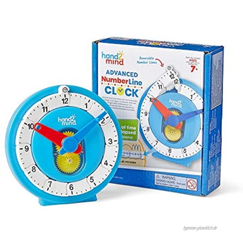 Learning Resources Zeitgemäße Zahlenleisten-Uhr für Kinder Uhrzeit erlernen Mathe-Anschauungsmaterial zum Uhrzeit ablesen analoge Uhr für Kinder Uhrzeit ablesen lernen