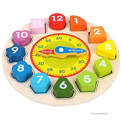 LITTLEFUN Holzform Sortierblöcke Unterricht Puzzle Uhr Spielzeug für Kleinkinder Mädchen Jungen Perfektes Lernspielzeug