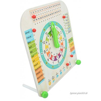 MontessoriPlus Lernuhr mit Lernkalender für Kinder aus Holz Kalenderuhr um Datum Uhrzeit und Jahreszeiten zu Lernen