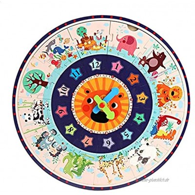 QinWenYan Uhr Spielzeug Hölzerne Spielzeug Bunte Uhr Kinder Frühe Bildung Erkennen Time Desktop Holzspielzeug Ziffernuhr zum Lernen Farbe : Colorful Size : One Size