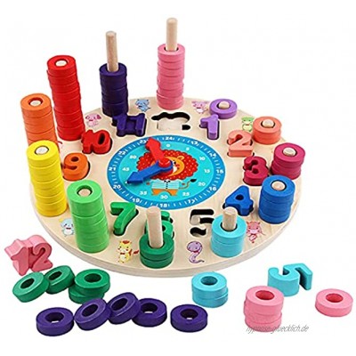 X-LIVE 2-in-1 Montessori-Spielzeug ab 3 Jahre zum fantasasieanregenden Spielen und Lernen Holz Spielzeug Lernuhr Kinder mit Sternzeichen inkl. Transportsack steckspiele kleine hände