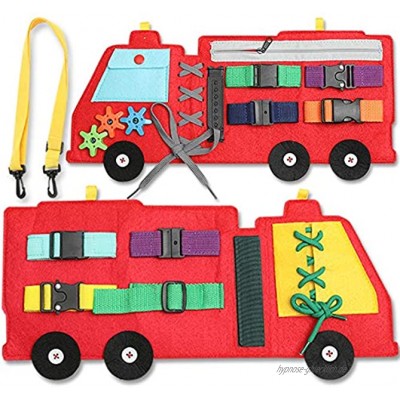 ZaxiDeel Activity Busy Board Motorikbrett Montessori Spielzeug für Kleinkinder ab 3 Jahre Frühpädagogisch und Sensorisch Unterricht zur Lebenskompetenzen Lernspielzeug im Feuerwehrauto Form