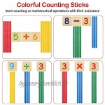 ZWOOS Montessori Mathematik Spielzeug Mathe Spielzeug Rechenstäbchen Zahlenlernspiel mit Spielkarten＆Tafel Pädagogisches Mathe-Spielzeug für Kinder