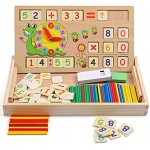 ZWOOS Montessori Mathematik Spielzeug Mathe Spielzeug Rechenstäbchen Zahlenlernspiel mit Spielkarten＆Tafel Pädagogisches Mathe-Spielzeug für Kinder