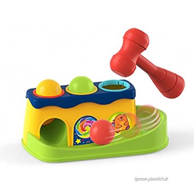 PERFECTHA Klopfbank Spielset Einem Kleinen Hammer Und 3 Kugeln Montessori Spielzeug Für Kinder Ab 12 Monaten Trusted