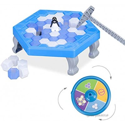 Relaxdays 10024988 blau Pinguin Trap Save The Penguin für Kinder Lernspiel ab 3 Jahre für 2-4 Spieler
