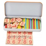Demarkt Montessori Mathe Spielzeug aus Holz inkl Metallbox zum Aufbewahren Zahlen lernen mit Rechen-Stäbchen für Kinder 3 4 5 Jahre Alt