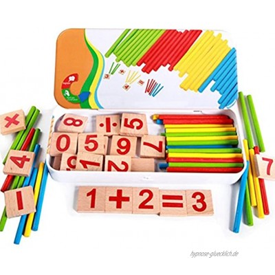 Demarkt Montessori Mathe Spielzeug aus Holz inkl Metallbox zum Aufbewahren Zahlen lernen mit Rechen-Stäbchen für Kinder 3 4 5 Jahre Alt