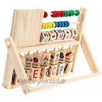 HSKB Mathematik HolzSpielzeug Holzperlen Kinder Holz Zählrahmen Rechenmaschine Lernspielzeug Abacus für Junge Mädchen ab 3 4 5 Jahren