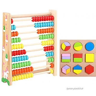 liuer Abakus Rechenschieber Mathematik HolzSpielzeug mit 100 Holzperlen Montessori Mathematik Spielzeug Buntes Rechenstäbchen Ausbildung für Junge Mädchen