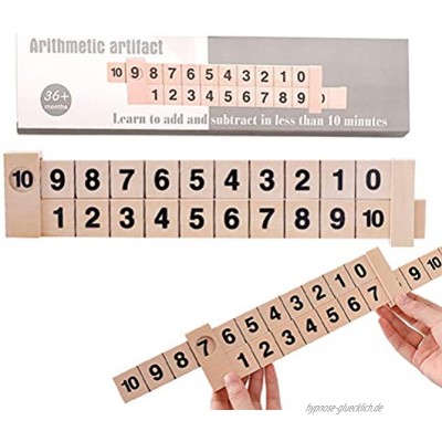 Mankoo Holzspielzeug Holzmathematik Math Addition subtraktion 1-10 Mathespiel Zahlen Holz Lernspiel für Kinder Lernlineal Wissenschaftliches
