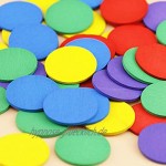 Toyvian 100 Stück runde Holzstücke bunte Scheibe Lernwerkzeuge Schüler Mathematik Lehrhilfen für Kinder Kind Mädchen gemischte Farbe
