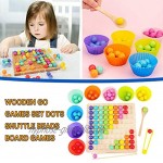 Yagerod Hölzerne Go-Spiele Set Dots Shuttle Beads Brettspiele Rainbow Clip Beads Puzzle Lustiges Lernspielzeug Für Kinder Zum Frühen Lernen A