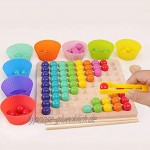 Yagerod Hölzerne Go-Spiele Set Dots Shuttle Beads Brettspiele Rainbow Clip Beads Puzzle Lustiges Lernspielzeug Für Kinder Zum Frühen Lernen A