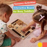 deMoca Montessori Motoriktafel Spielzeuge ab 3 Jahre Kleinkinder Lernspielzeug um Schuhe zubinden Lernen Feinmotorik Aktivitätsbrett für Unterwegs auf Reisen Spielzeug für Jungs & Mädchen Nature