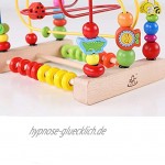 Perlenlabyrinth Holzspielzeug mit Tieren Graphics Educational Abacus Perlen Kreis Spielzeug bunten Roller Coaster Spiel Bead Maze für Kinderkinder Color : Multi-Colored Size : Free Size