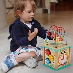 Spiel Spielzeug Lernspielzeug Holz Multifunktionale Vierseitige Runde Perlen Puzzle Hand-Auge Koordination Spielzeug Intellektuelles Spielzeug
